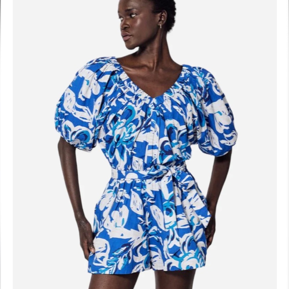 Cleobella Thalia Romper in Azure Print - Size XS‎